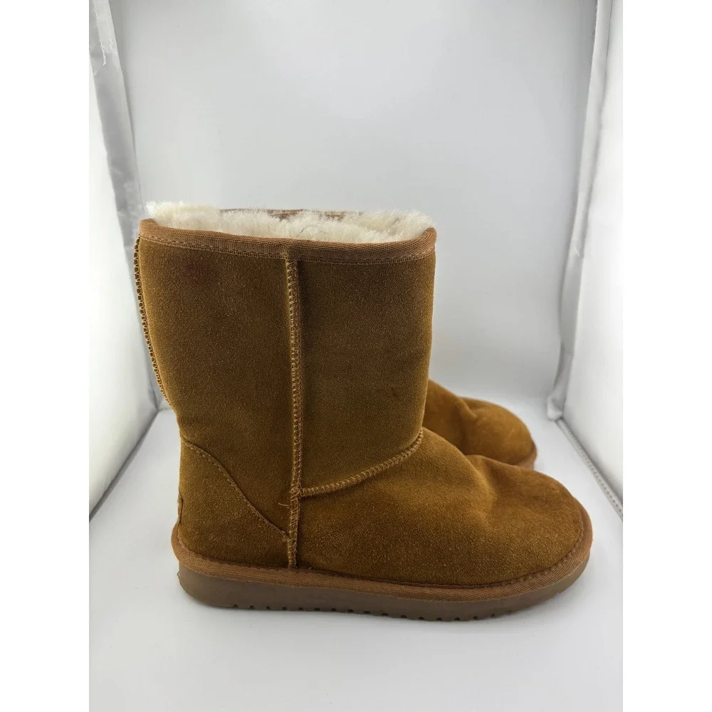 Koolaburra by UGG Victoria Short Suede Fur Lined Boots Chestnut Brown Womens 6